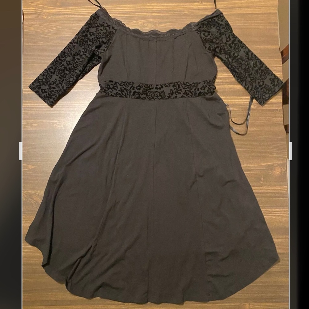 Tripp NYC Dress Mini Corset Size 2X Velvet Black Goth Flowers Daang Goodman - Picture 1 of 7